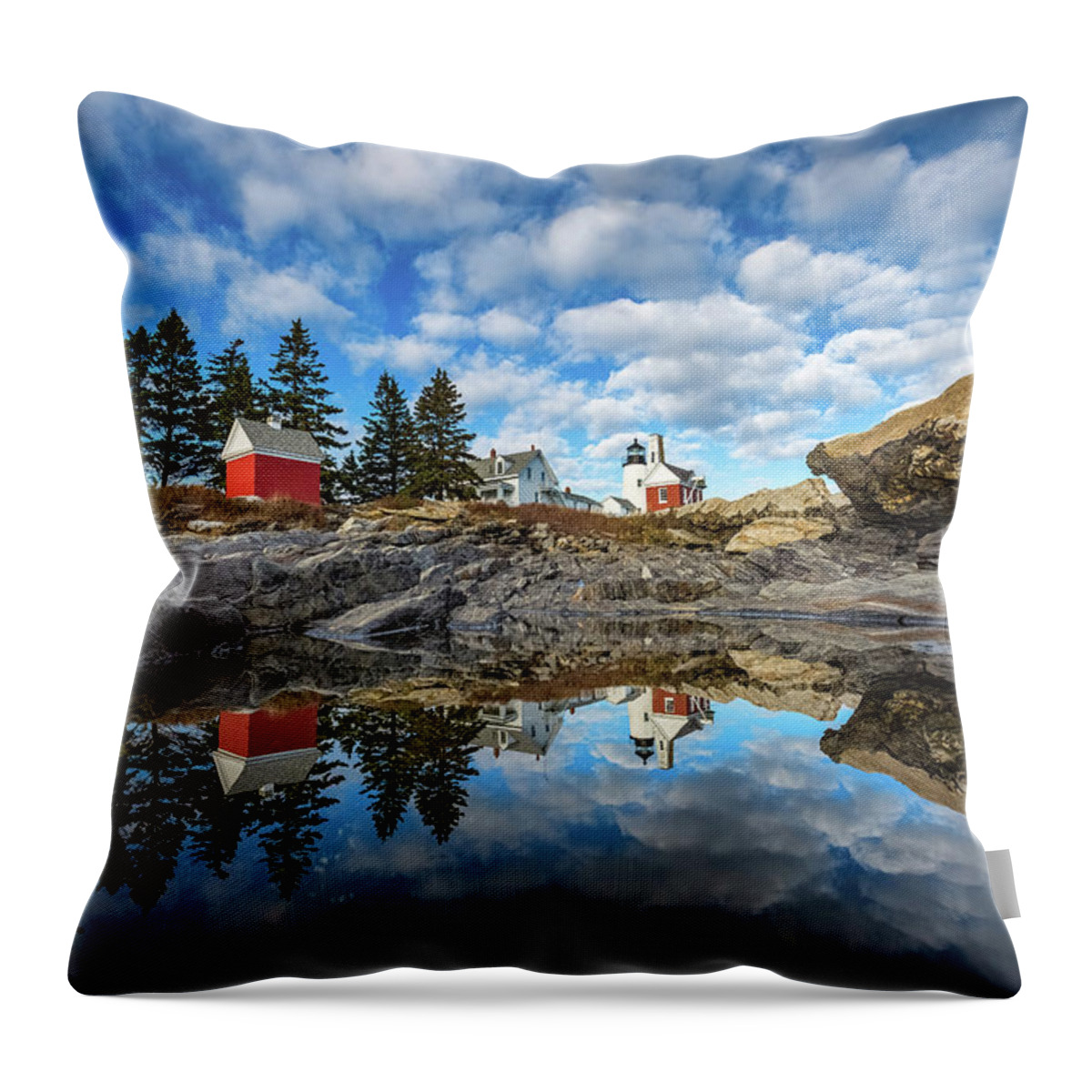 Bristol Throw Pillow featuring the photograph Perfect Reflections - Pemaquid Point Light by Robert Clifford