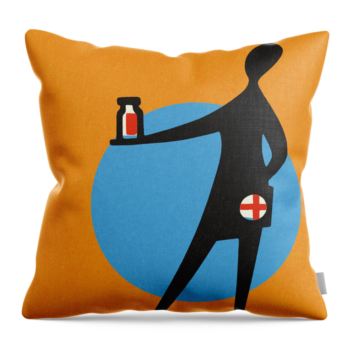 Body Throw Pillow featuring the drawing Person Handing Out Medicine by CSA Images