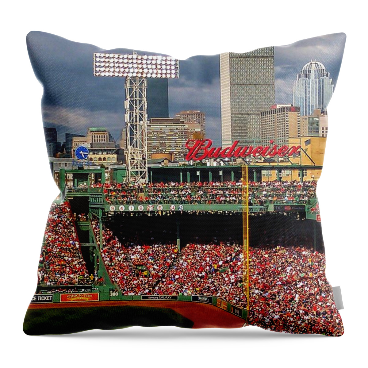 Fenway Park Throw Pillow featuring the photograph Peskys Pole at Fenway Park by Mary Capriole