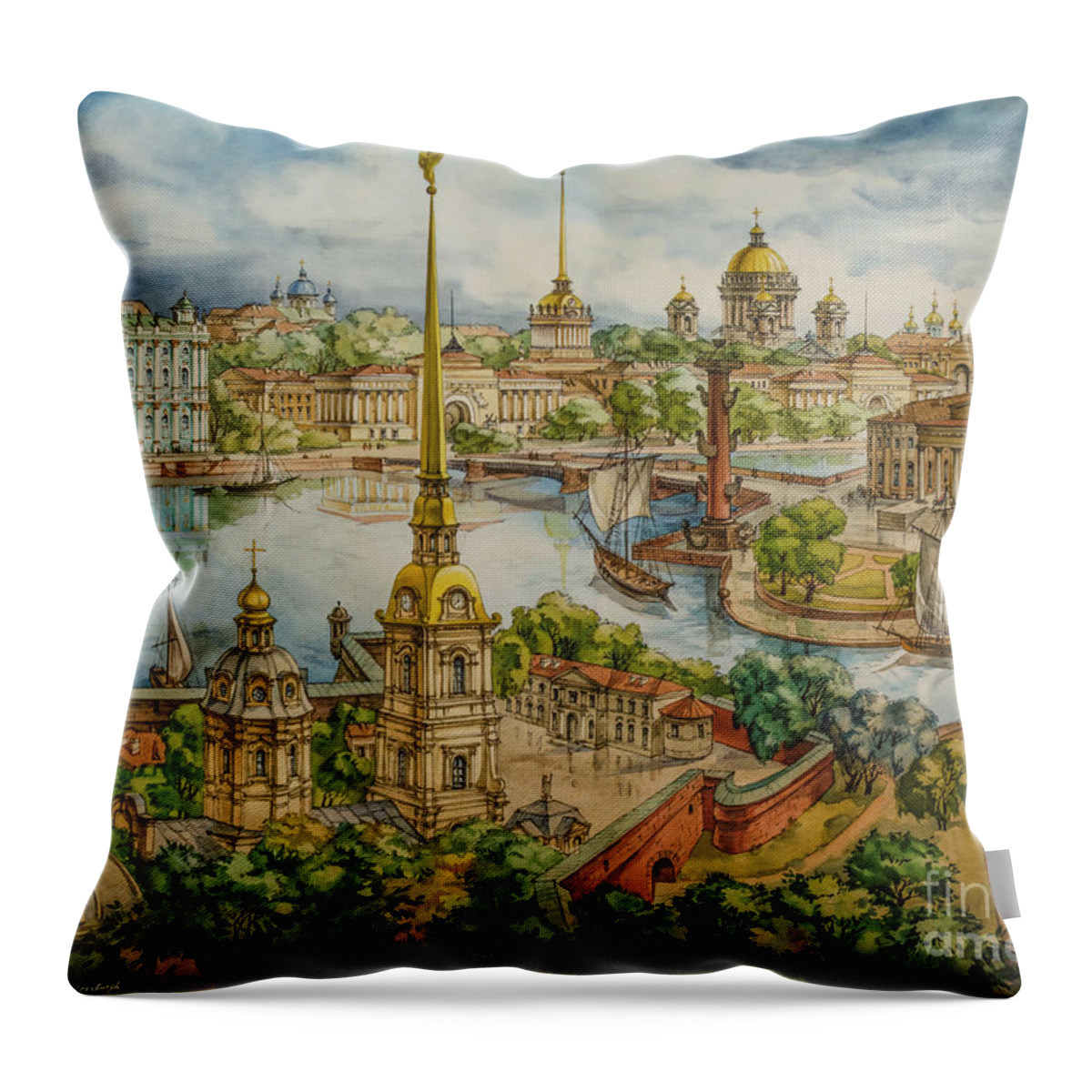 Peter And Paul's Fortress Throw Pillow featuring the photograph Peter and Paul's Fortress by Maria Rabinky