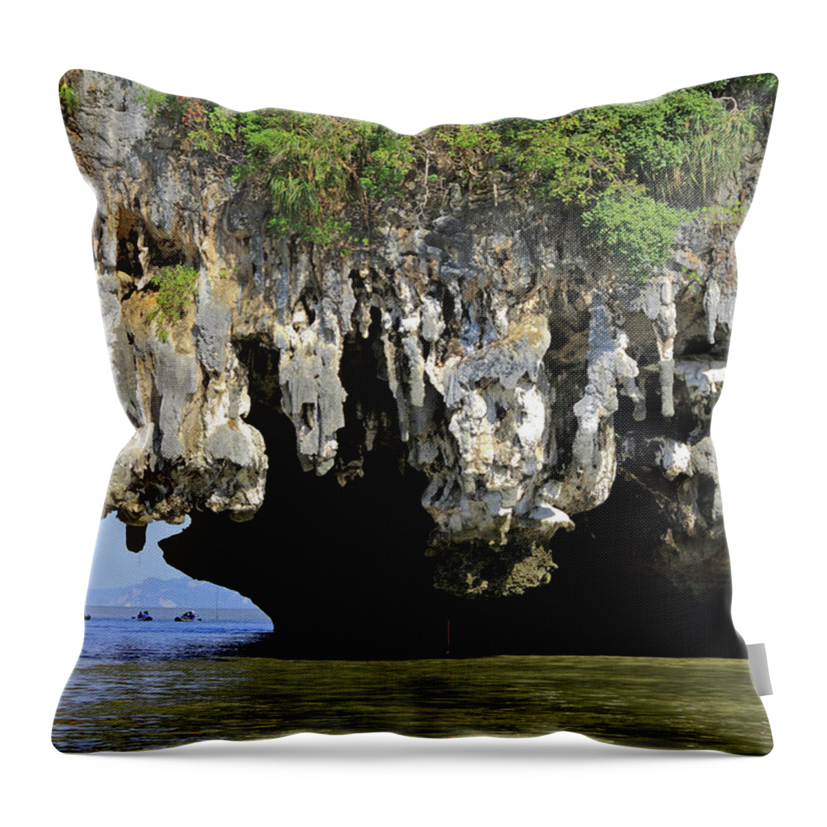 Scenics Throw Pillow featuring the photograph Phang Nga Bay by Orchidpoet