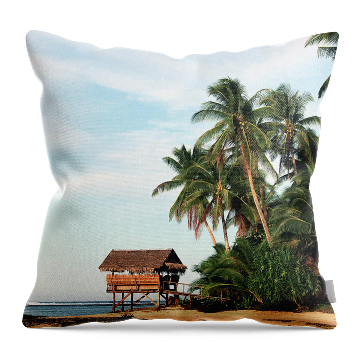 Tropical Tree Throw Pillow featuring the photograph Philippines, Surigao Del Norte, Siargao by Tropicalpixsingapore