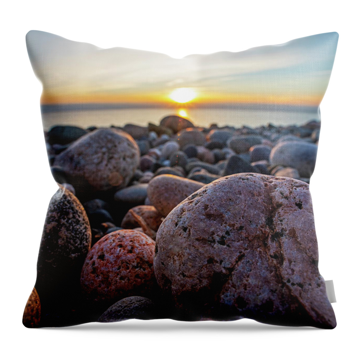 Swampscott Throw Pillow featuring the photograph Phillips Beach Sunrise Rock Detail Swampscott MA by Toby McGuire
