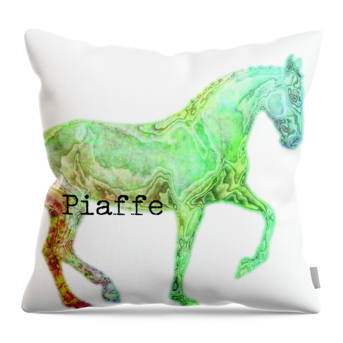 Animated Throw Pillow featuring the photograph Piaffe Watercolor Squared by Dressage Design