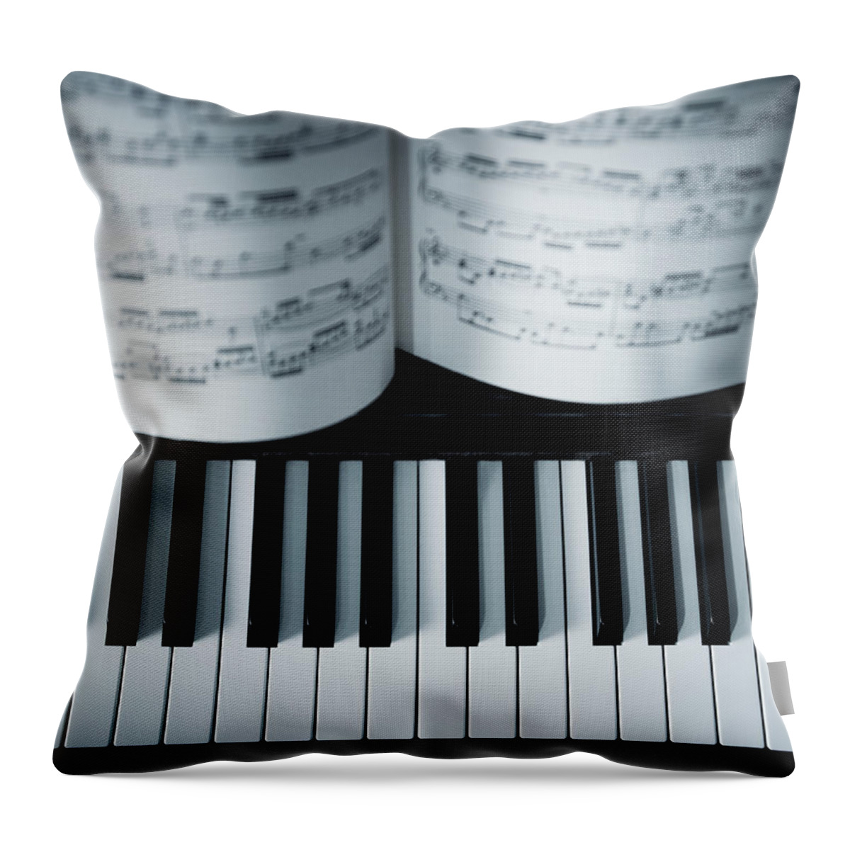 Piano Throw Pillow featuring the photograph Piano With Music by Adam Gault