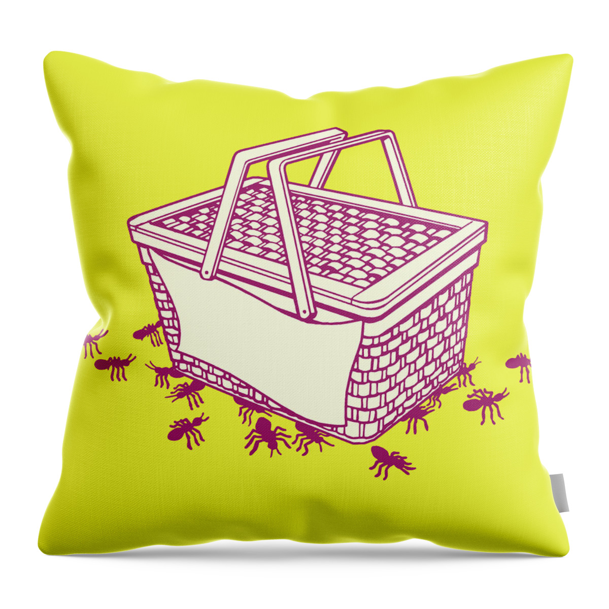 Animal Throw Pillow featuring the drawing Picnic Basket with Ants by CSA Images