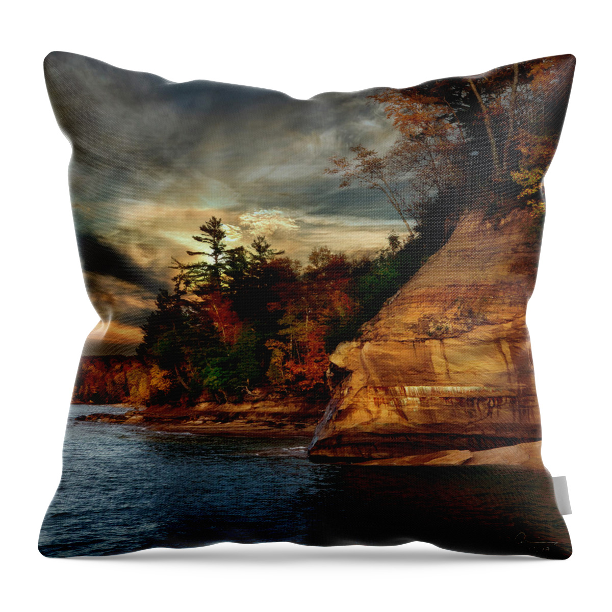 Evie Throw Pillow featuring the photograph Pictured Rocks National Park by Evie Carrier