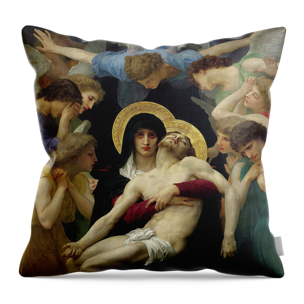Bouguereau Pieta Throw Pillow featuring the painting Pieta, 1876 by William-Adolphe Bouguereau