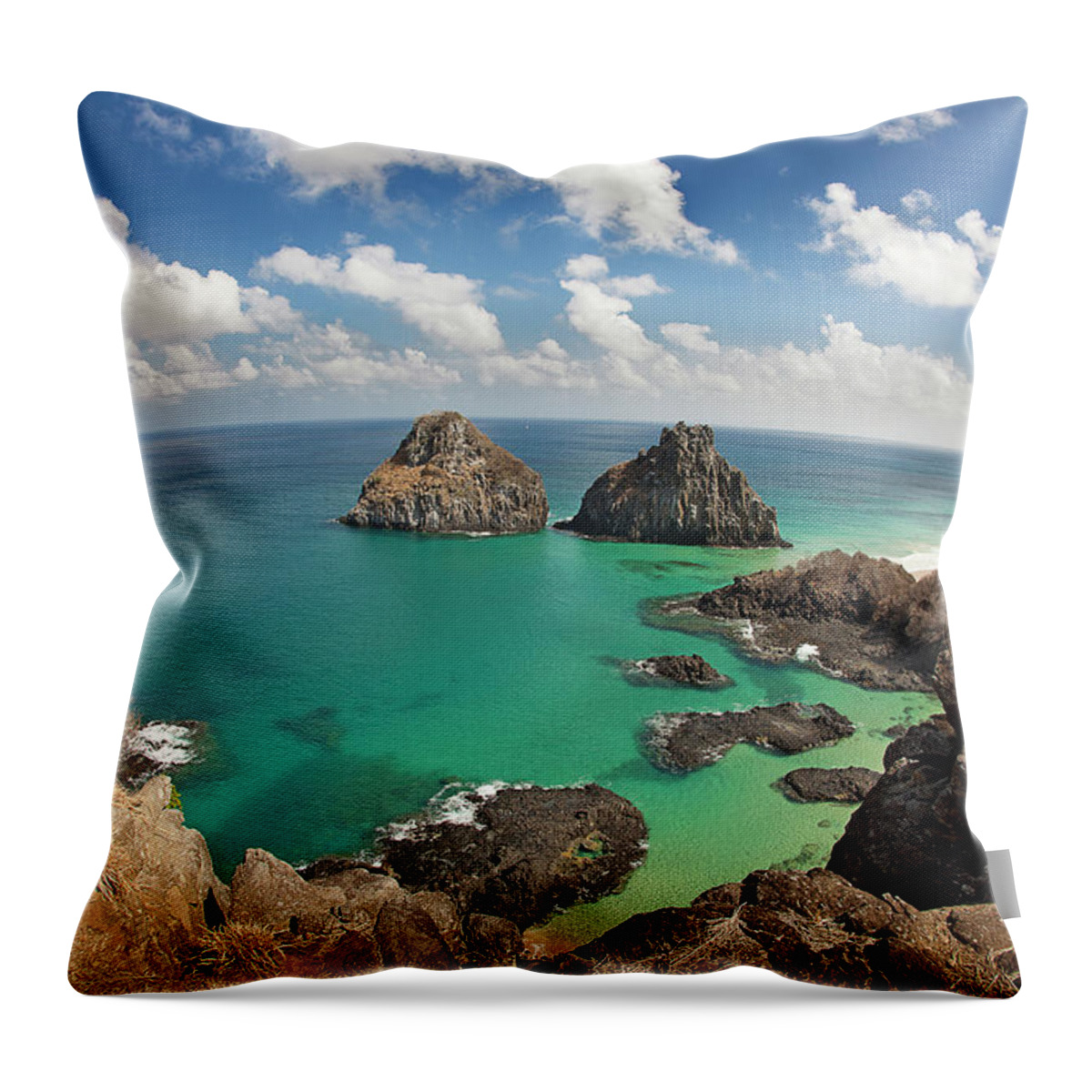 Pernambuco State Throw Pillow featuring the photograph Pigs Bay In Fernando De Noronha by © Jackson Carvalho