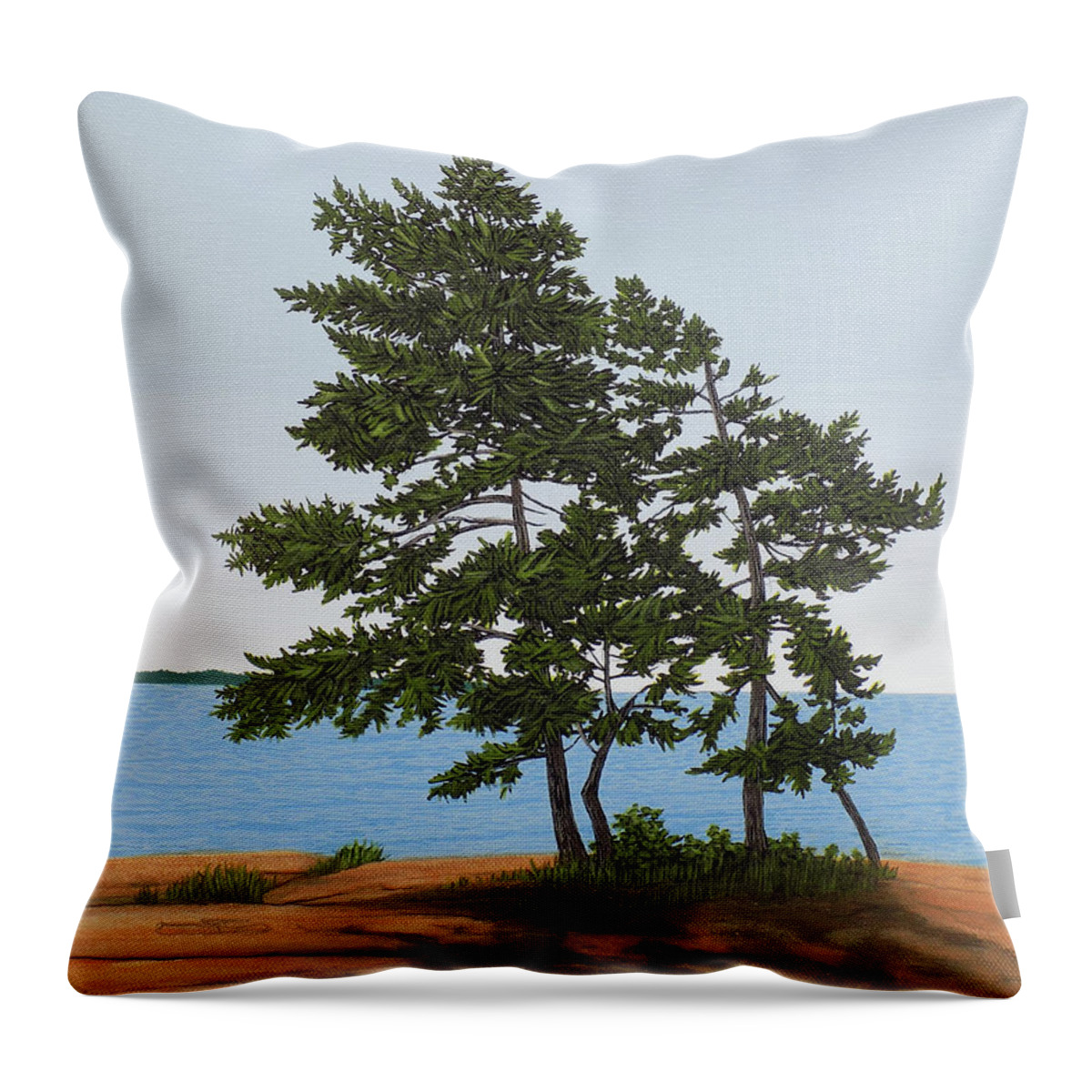 Pine Tree Throw Pillow featuring the painting Pine on the Point by Kenneth M Kirsch
