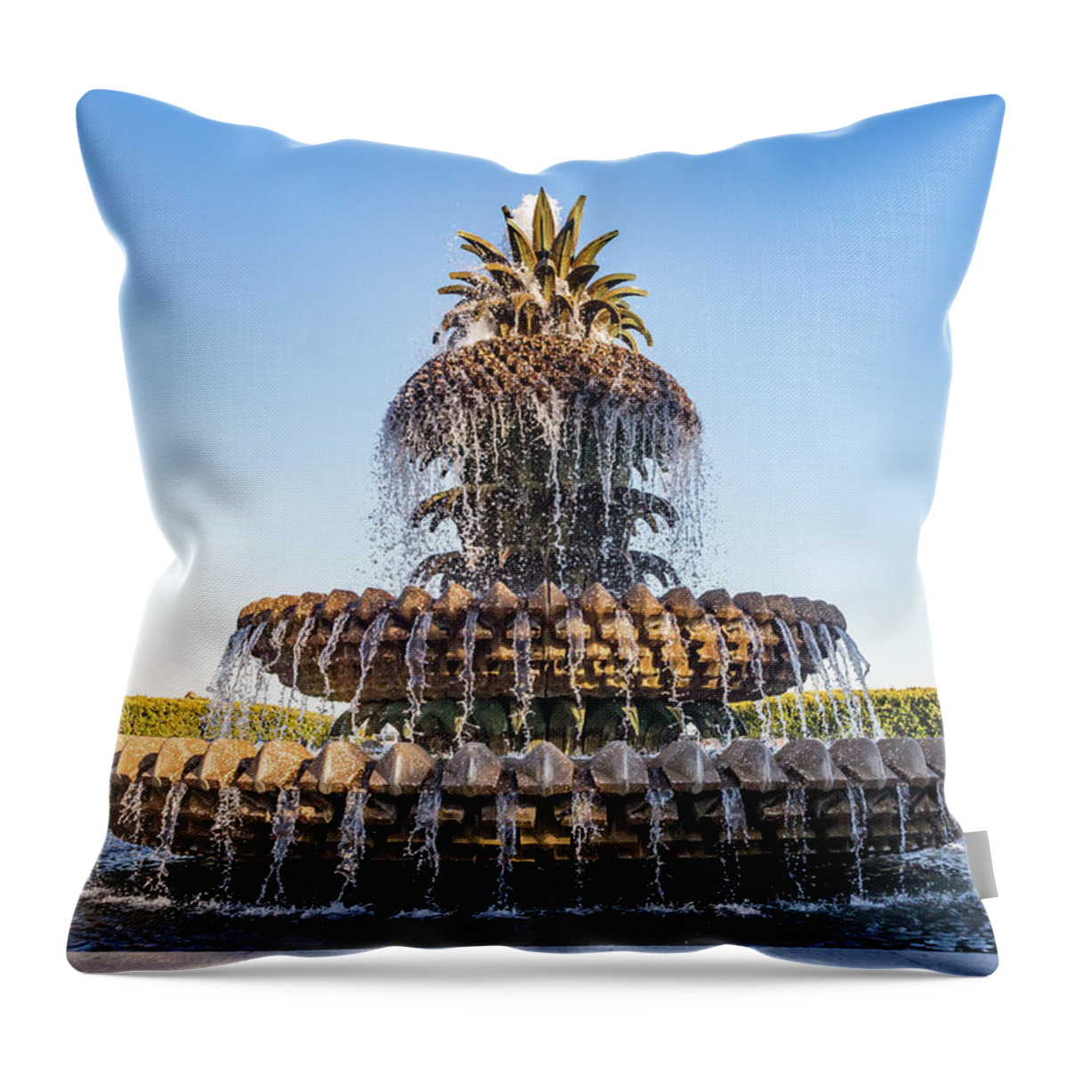 South Carolina Throw Pillow featuring the photograph Pineapple Fountain by Framing Places