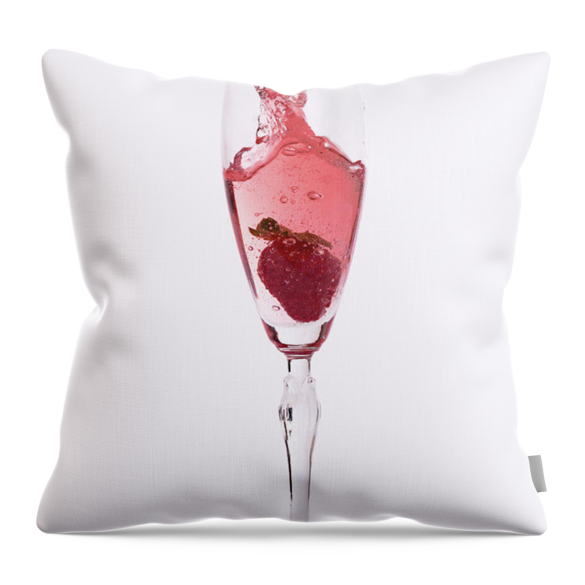 White Background Throw Pillow featuring the photograph Pink Champaigne And Strawberries by Johndmartin