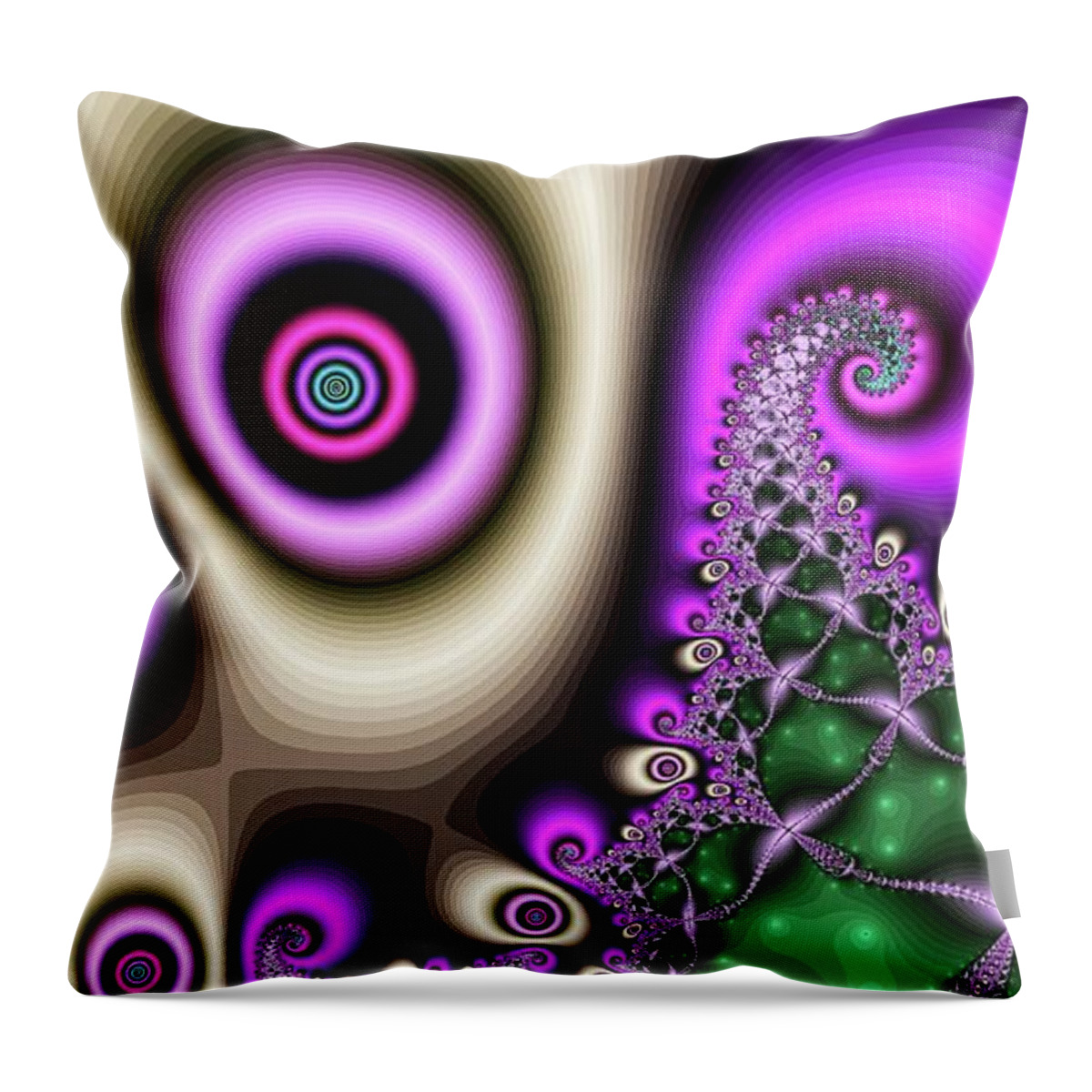 Fractal Throw Pillow featuring the digital art Pink Dancing Eye by Don Northup