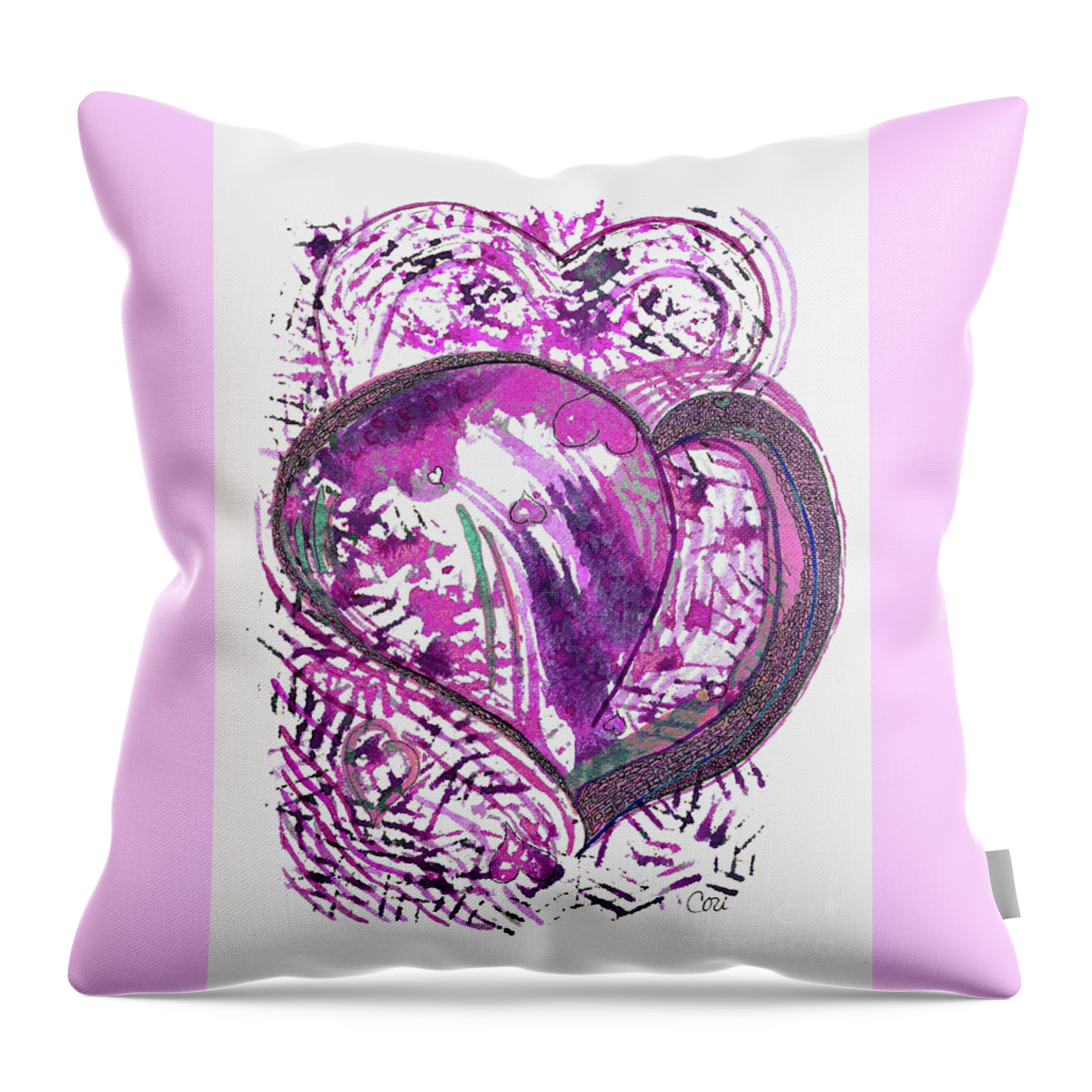 Pink Heart Throw Pillow featuring the digital art Pink Heart by Corinne Carroll
