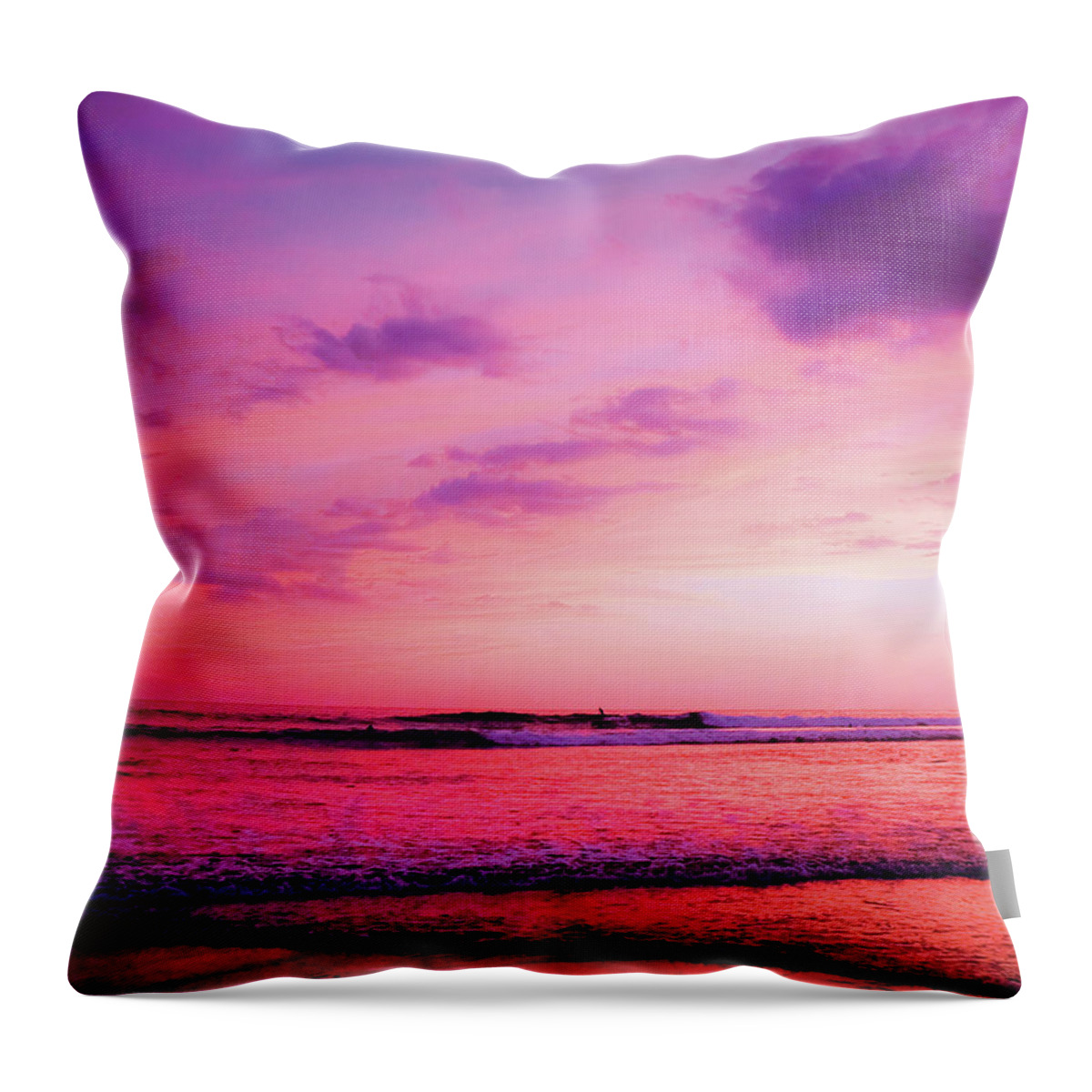 Ocean Throw Pillow featuring the photograph Wind n Sea Pink Seas by JoAnn Silva