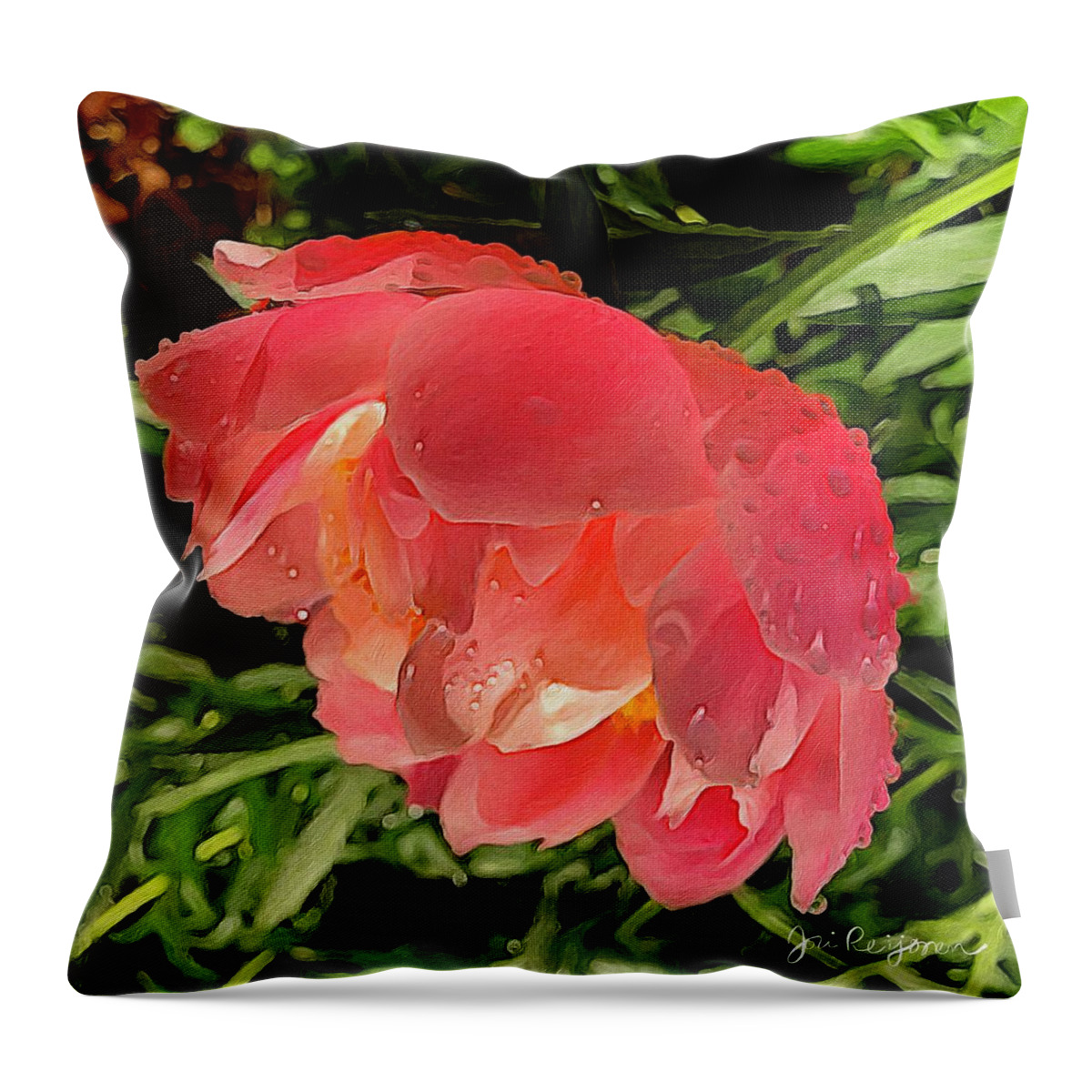 Brushstroke Throw Pillow featuring the photograph Pink Peony by Jori Reijonen