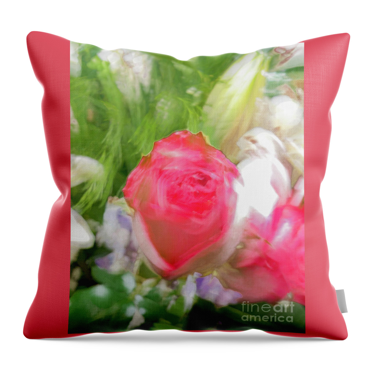 Abstract Throw Pillow featuring the photograph Pink rose abstract by Phillip Rubino