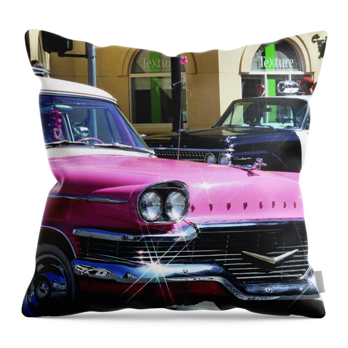 Pink Throw Pillow featuring the photograph Pink Studebaker by Jeff Floyd CA