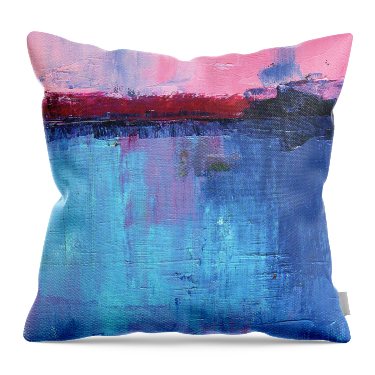 Sunrise Throw Pillow featuring the painting Pink Sunrise Abstract by Nancy Merkle