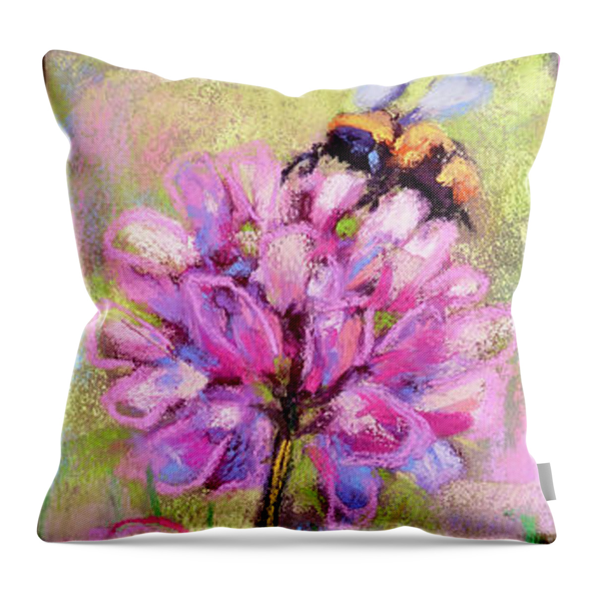 Bees Throw Pillow featuring the painting Flower Hugger by Susan Jenkins
