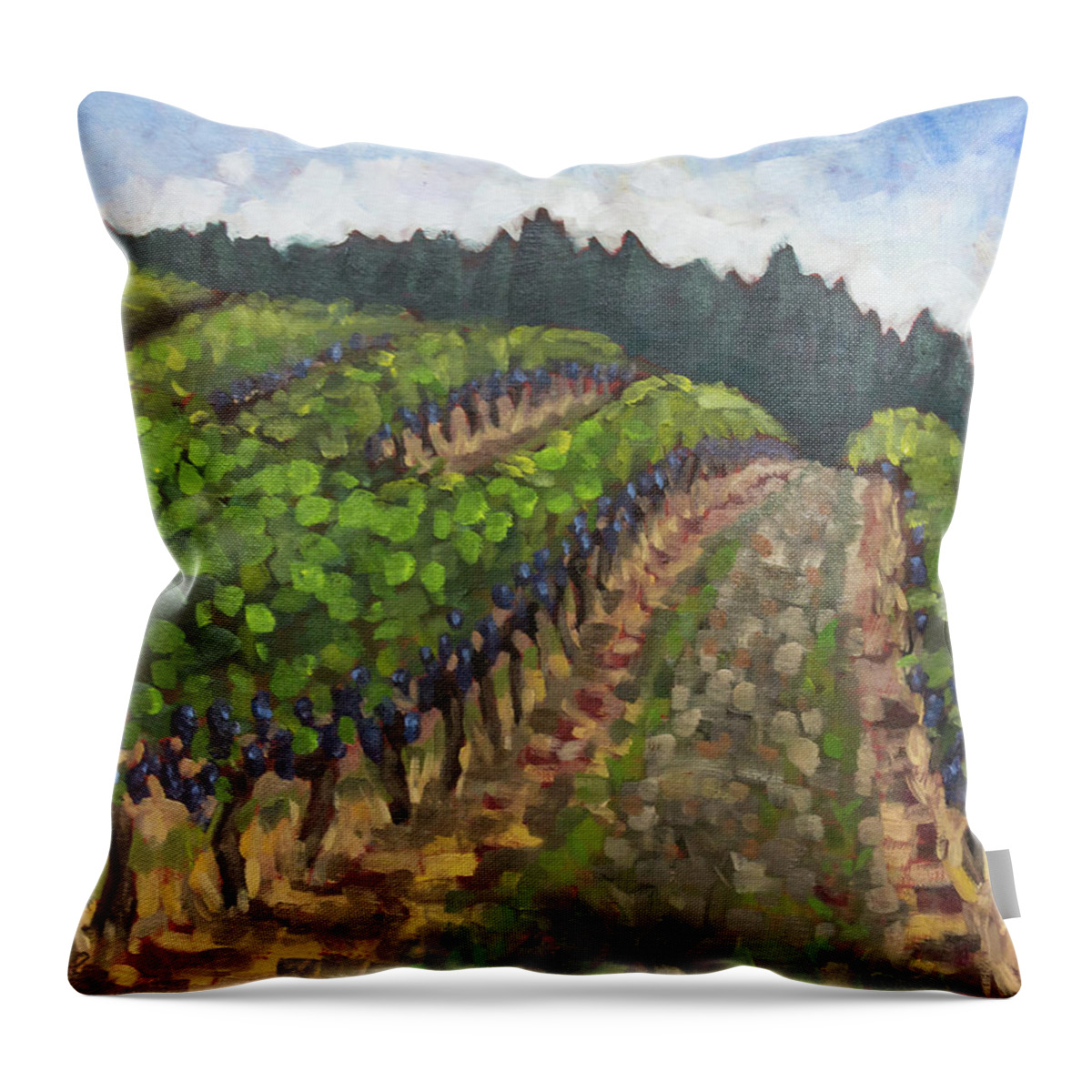 Oregon Throw Pillow featuring the painting Pinot Paradise by Tara D Kemp