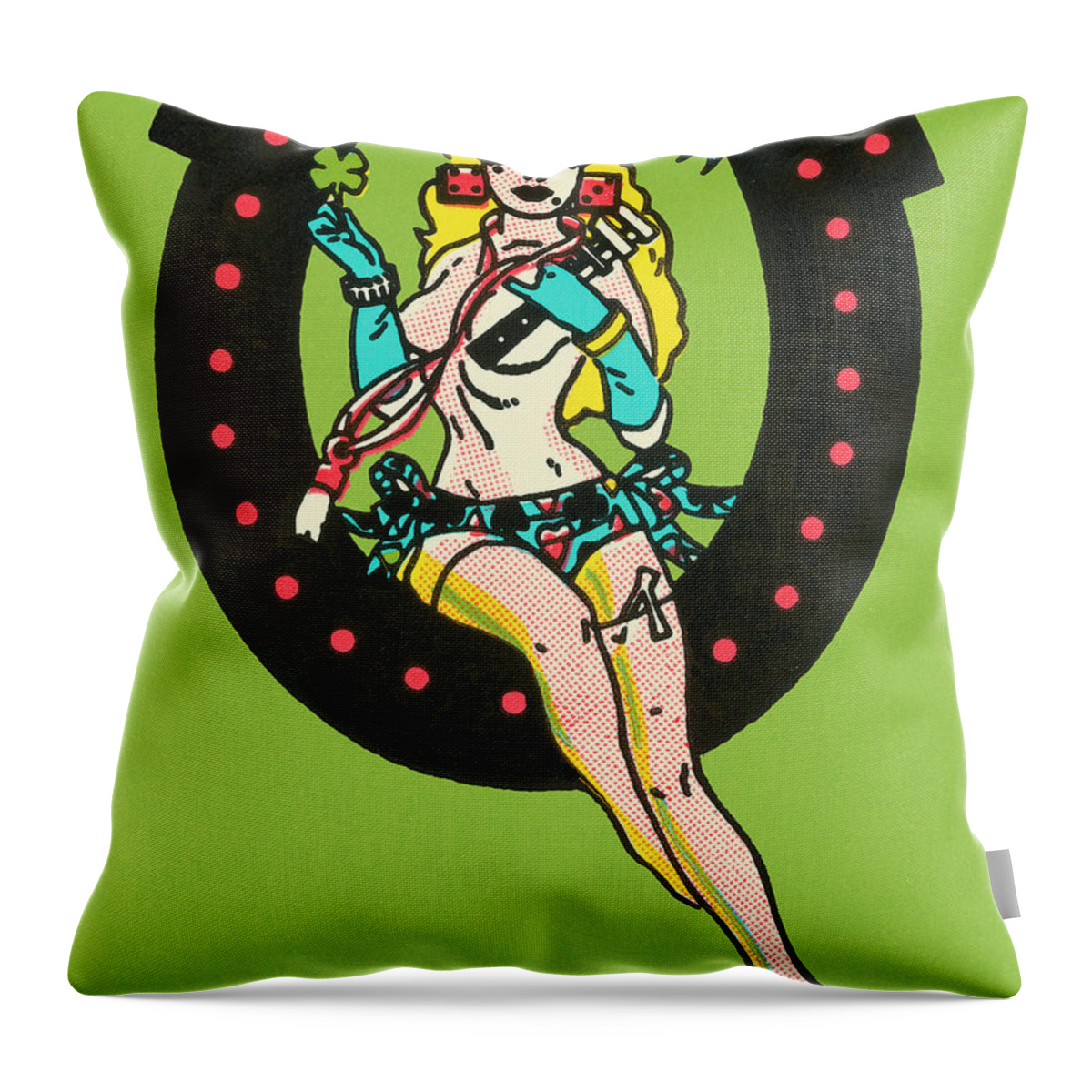 Adult Throw Pillow featuring the drawing Pinup girl by CSA Images