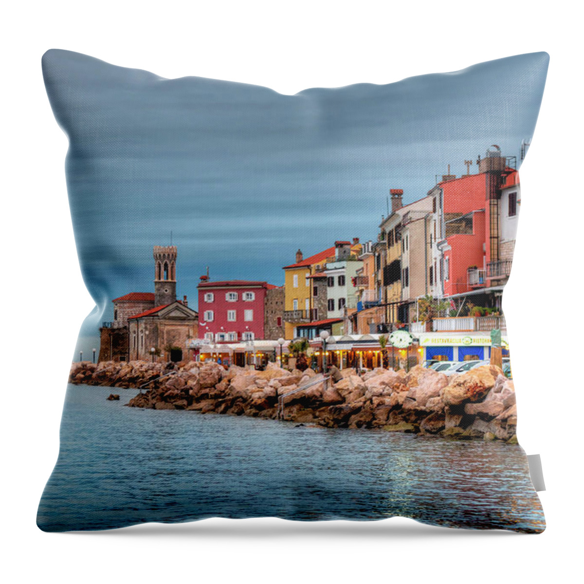 Tranquility Throw Pillow featuring the photograph Piran by Filippo Maria Bianchi