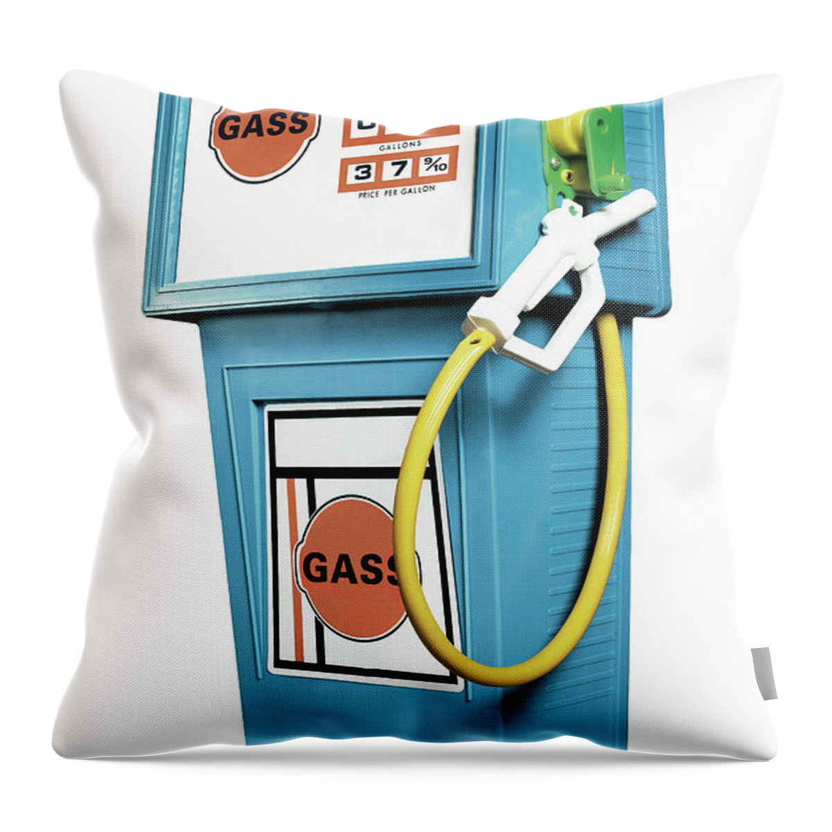 Campy Throw Pillow featuring the drawing Plastic Toy Gas Pump by CSA Images