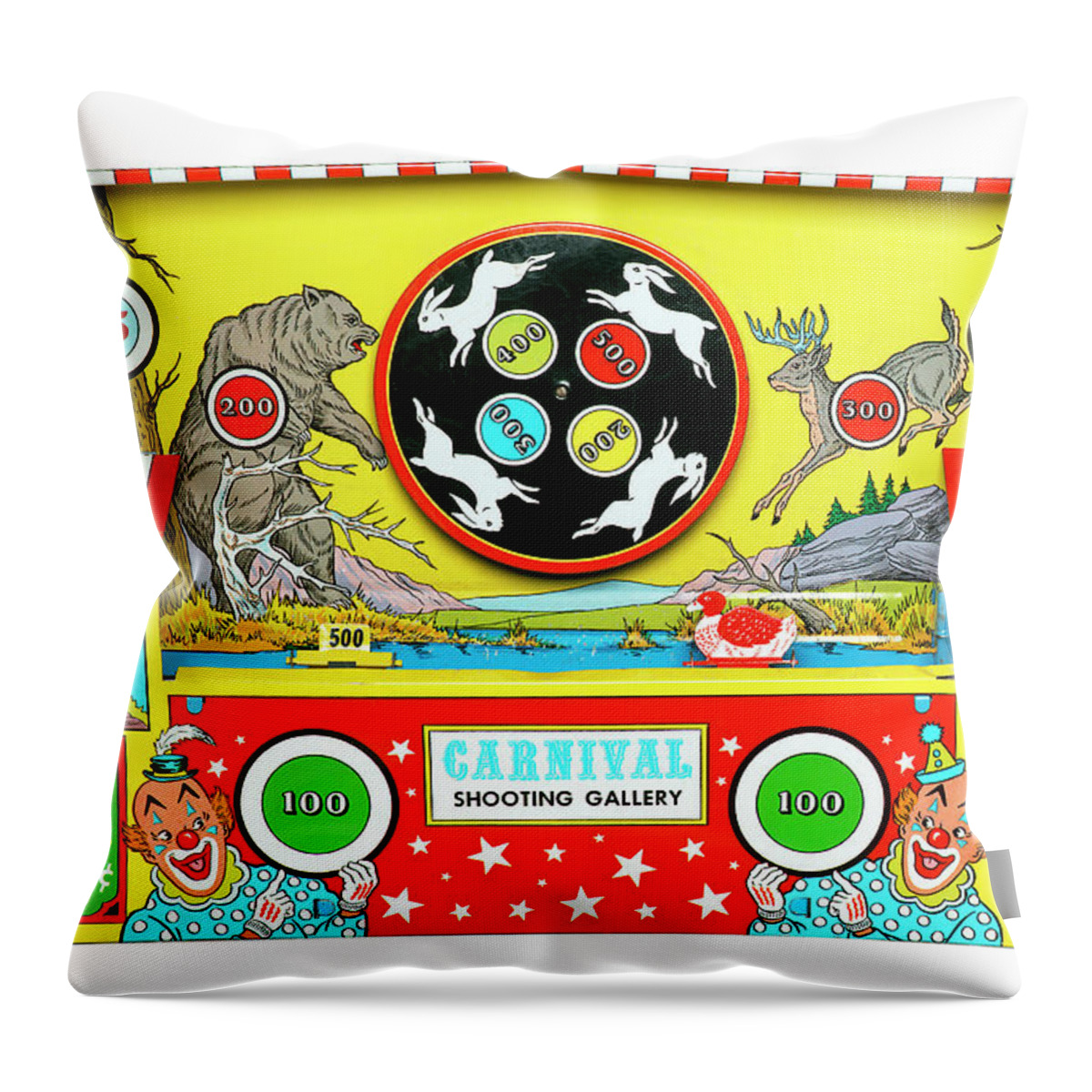 Activity Throw Pillow featuring the drawing Plastic Toy Shooting Gallery by CSA Images