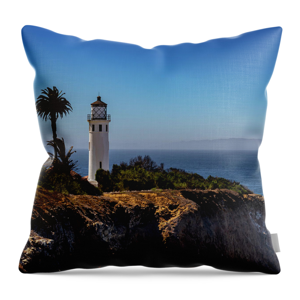 Beautiful Throw Pillow featuring the photograph Point Vicente Lighthouse by Ed Clark
