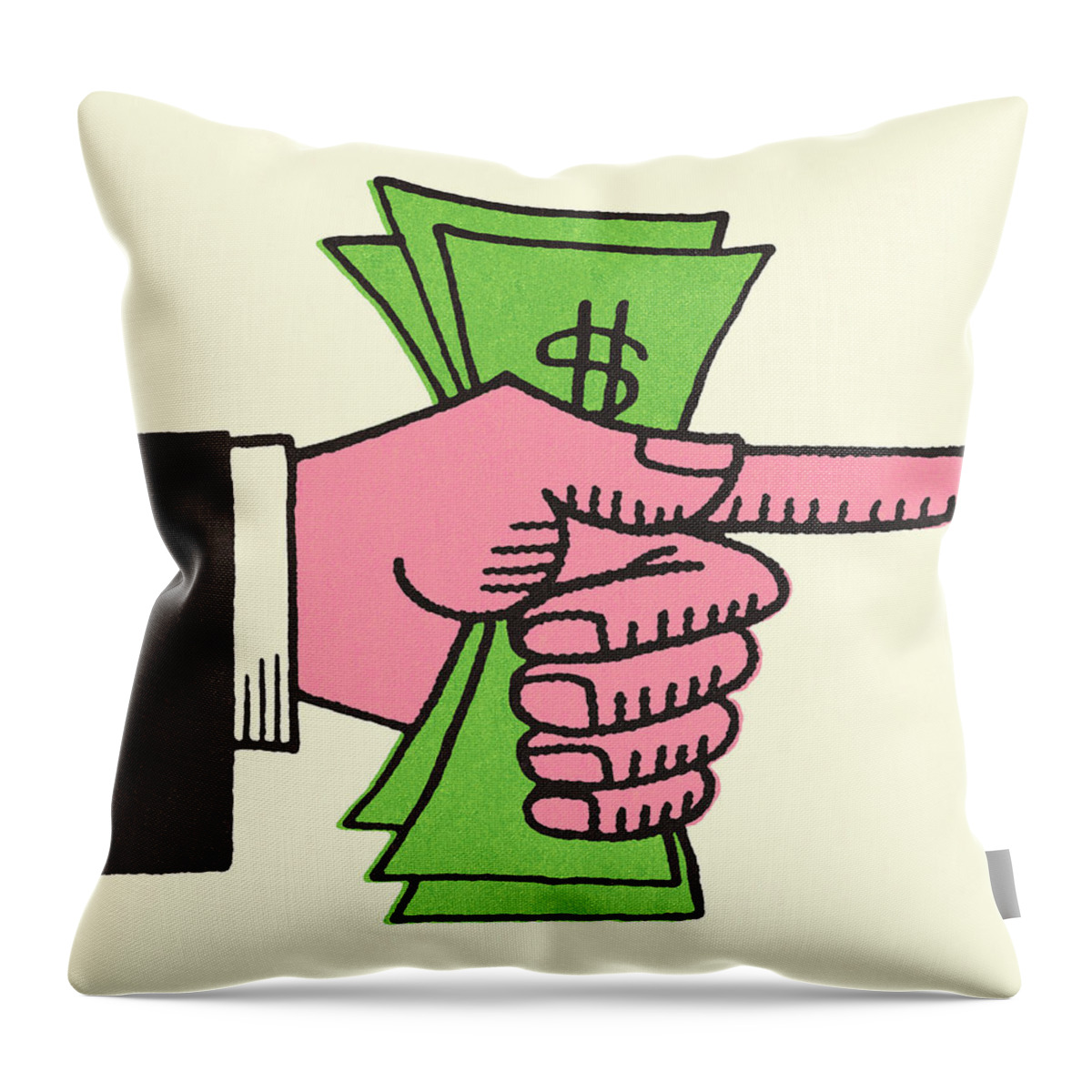 Adult Throw Pillow featuring the drawing Pointing Hand Holding Cash by CSA Images