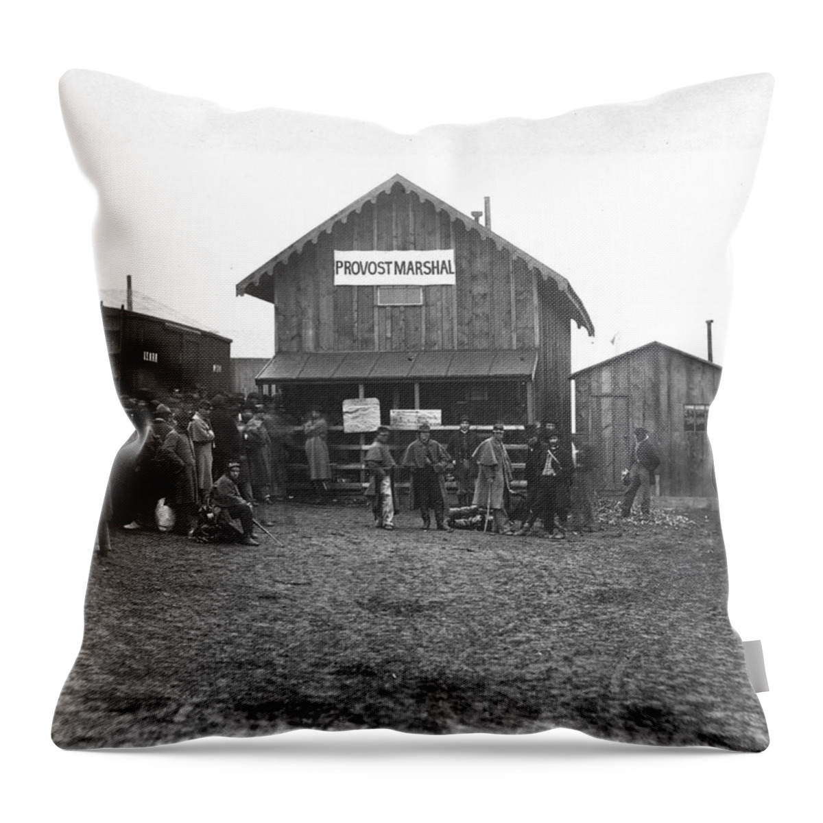 Civil War Throw Pillow featuring the painting Police Headquarters by Timothy H. O'Sullivan