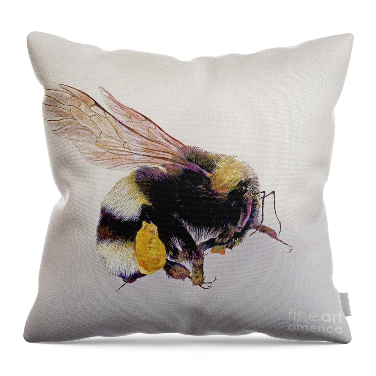 Wildlife Throw Pillow featuring the painting Pollen Sac One by Odile Kidd