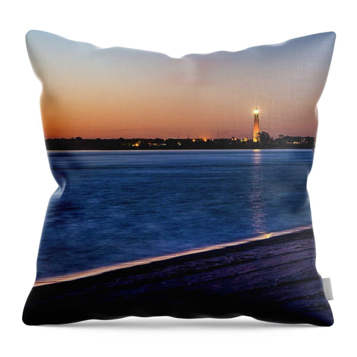 Sunset Throw Pillow featuring the photograph Ponce Lighthouse at Sunset by Fred DeSousa