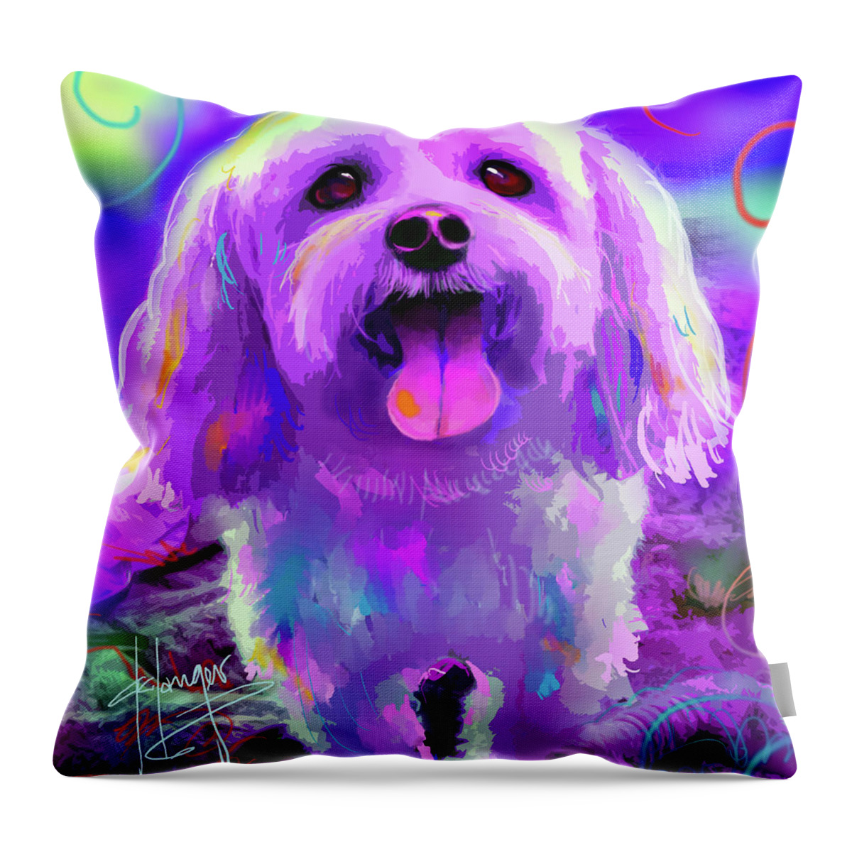Scout Throw Pillow featuring the painting pOpDog Scout by DC Langer