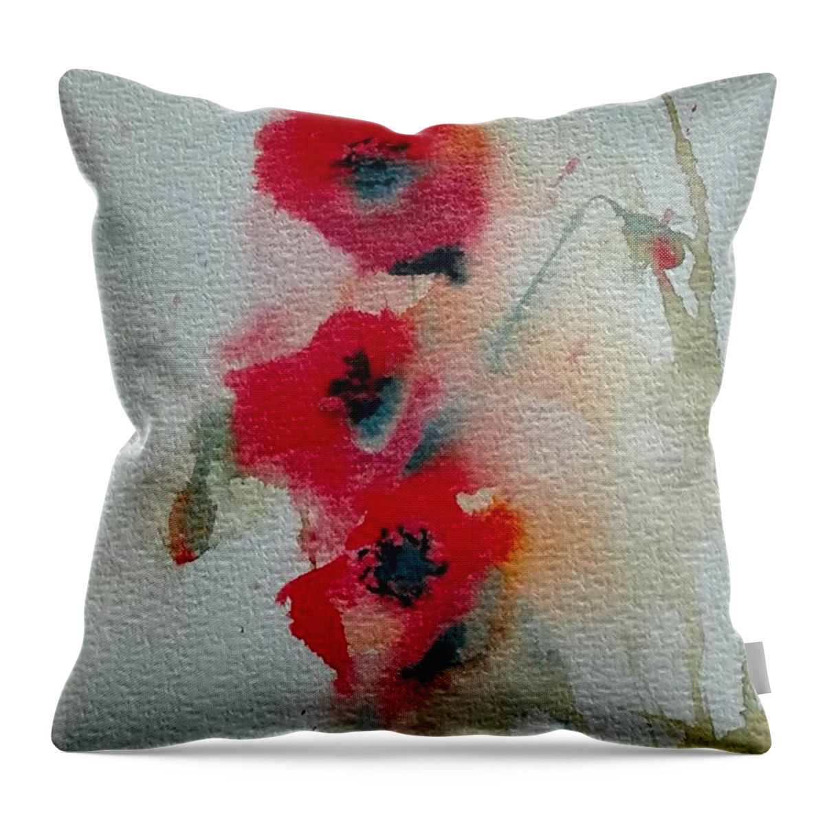 Poppies Throw Pillow featuring the painting Poppies by Sandie Croft
