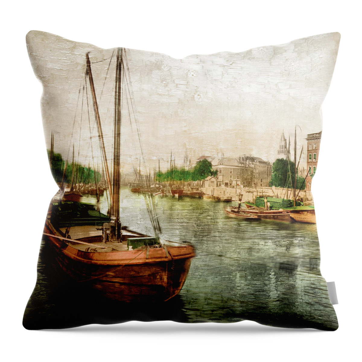 Holland Throw Pillow featuring the photograph Port of Leuve in Rotterdam by Carlos Diaz