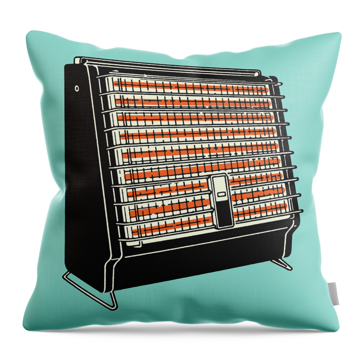 Campy Throw Pillow featuring the drawing Portable electric heater by CSA Images