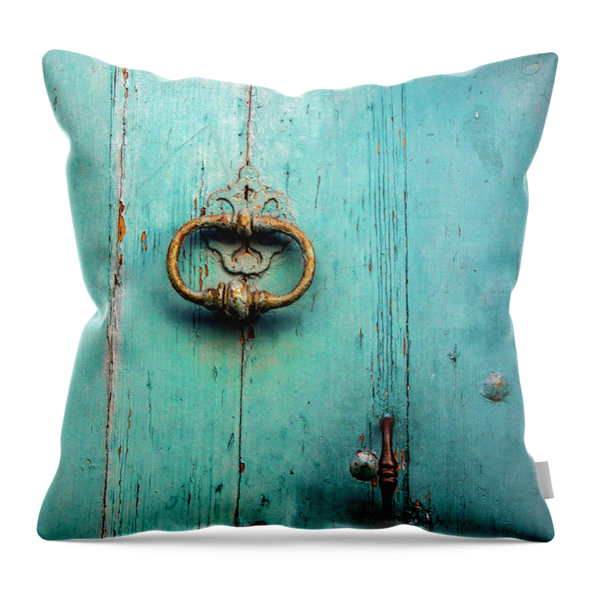 Tranquility Throw Pillow featuring the photograph Porte Blue by Elly Schuurman