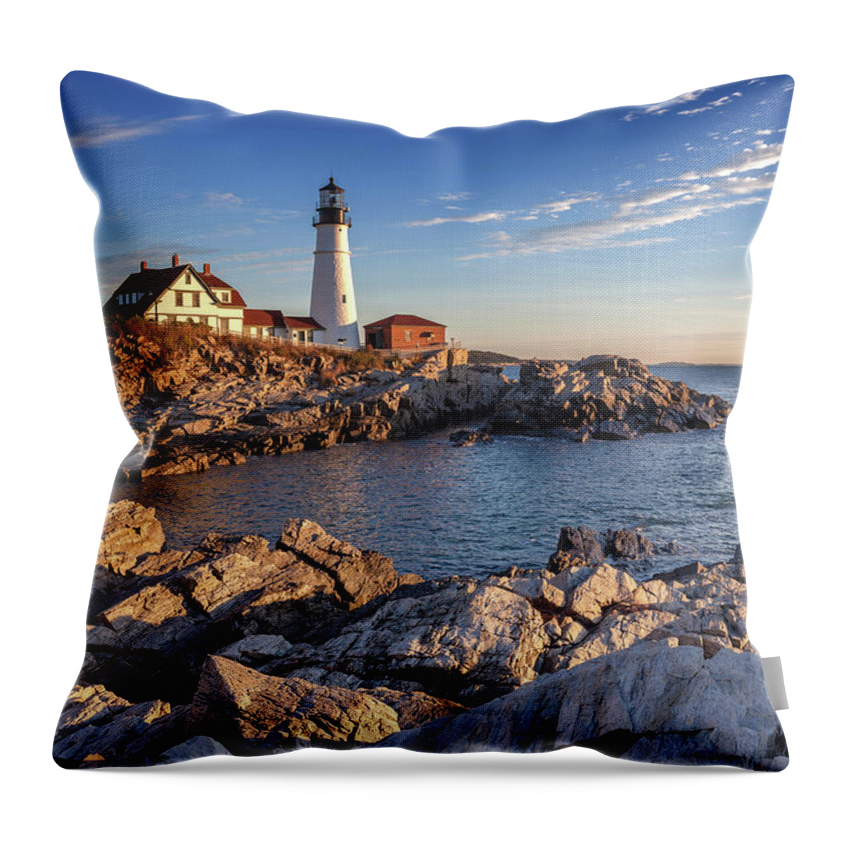 Lighthouse Throw Pillow featuring the photograph Portland Head Light by Cliff Wassmann