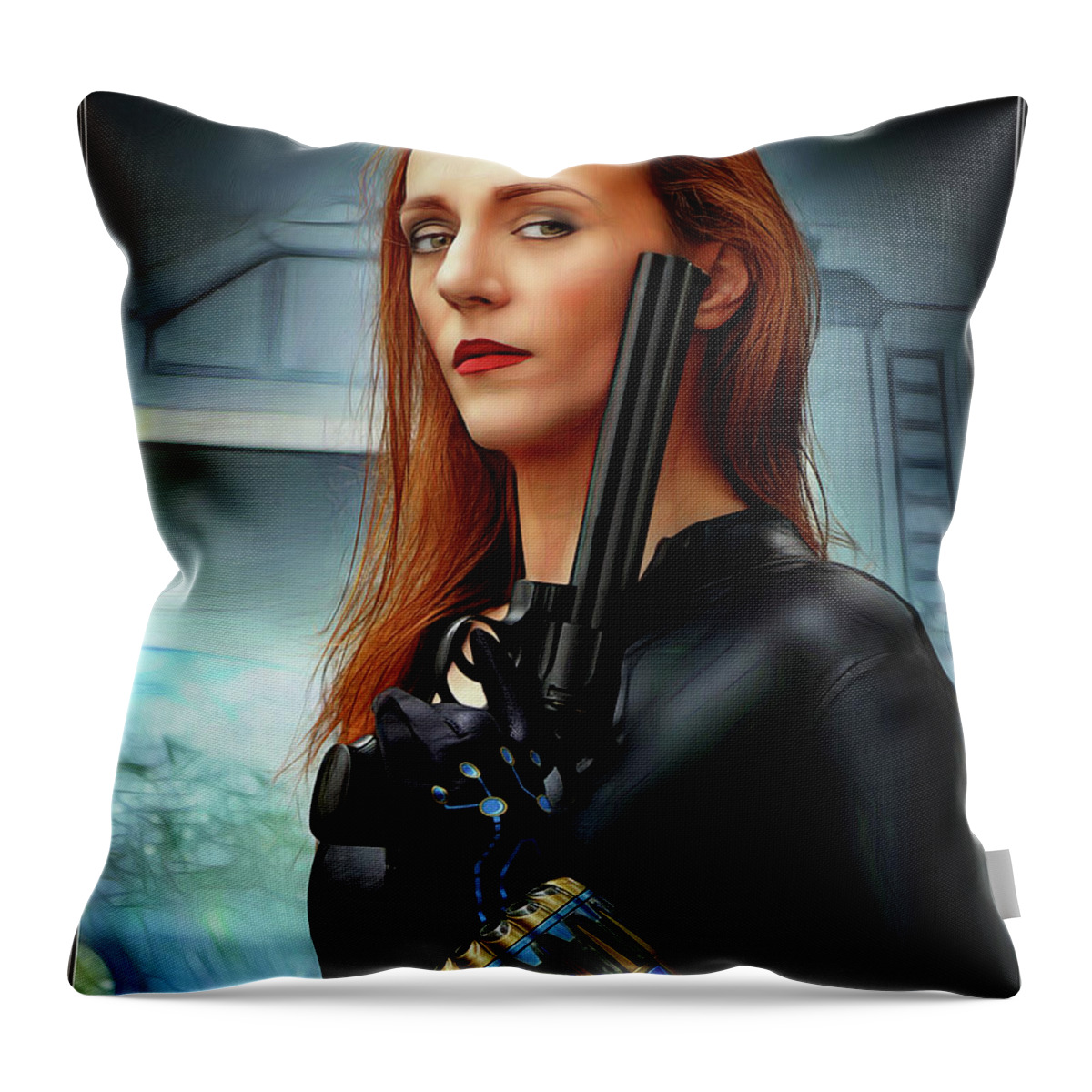 Black Throw Pillow featuring the photograph Portrait OF a Black Widow by Jon Volden