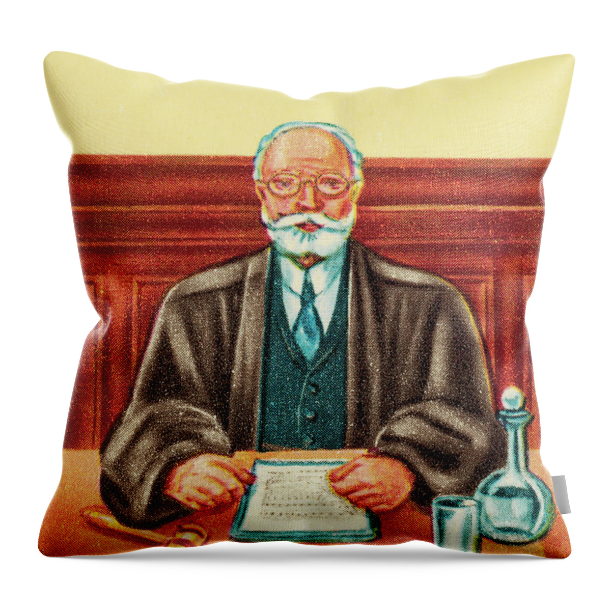 Adult Throw Pillow featuring the drawing Portrait of a Judge by CSA Images