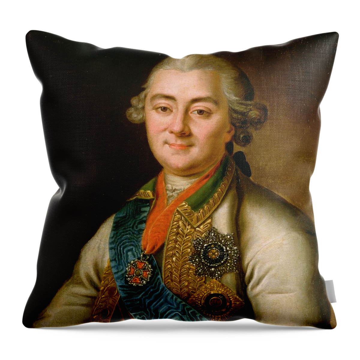 Lover Throw Pillow featuring the painting Portrait Of Count Alexei Grigorievich Orlov by Russian School
