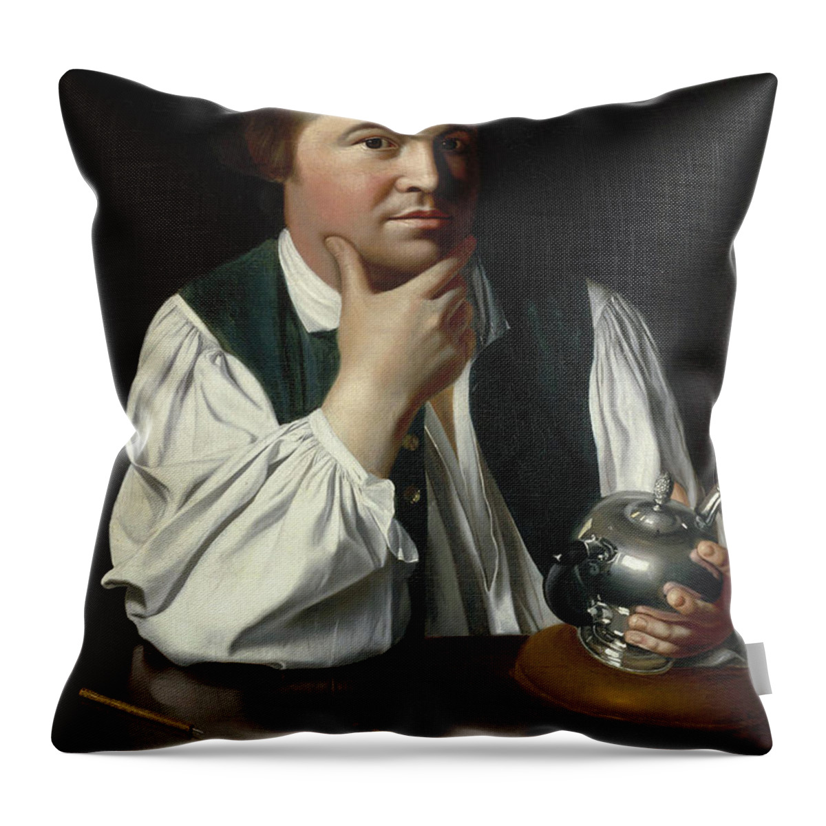 Revere Throw Pillow featuring the painting Portrait of Paul Revere by John Singleton Copley
