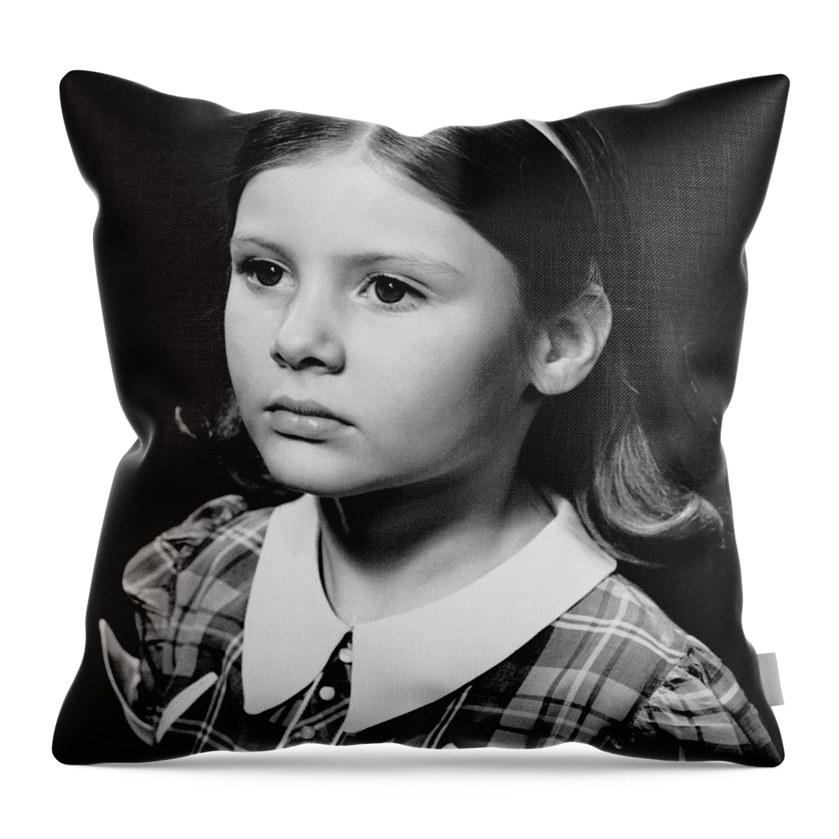 Child Throw Pillow featuring the photograph Portrait Of Sad Young Girl by George Marks