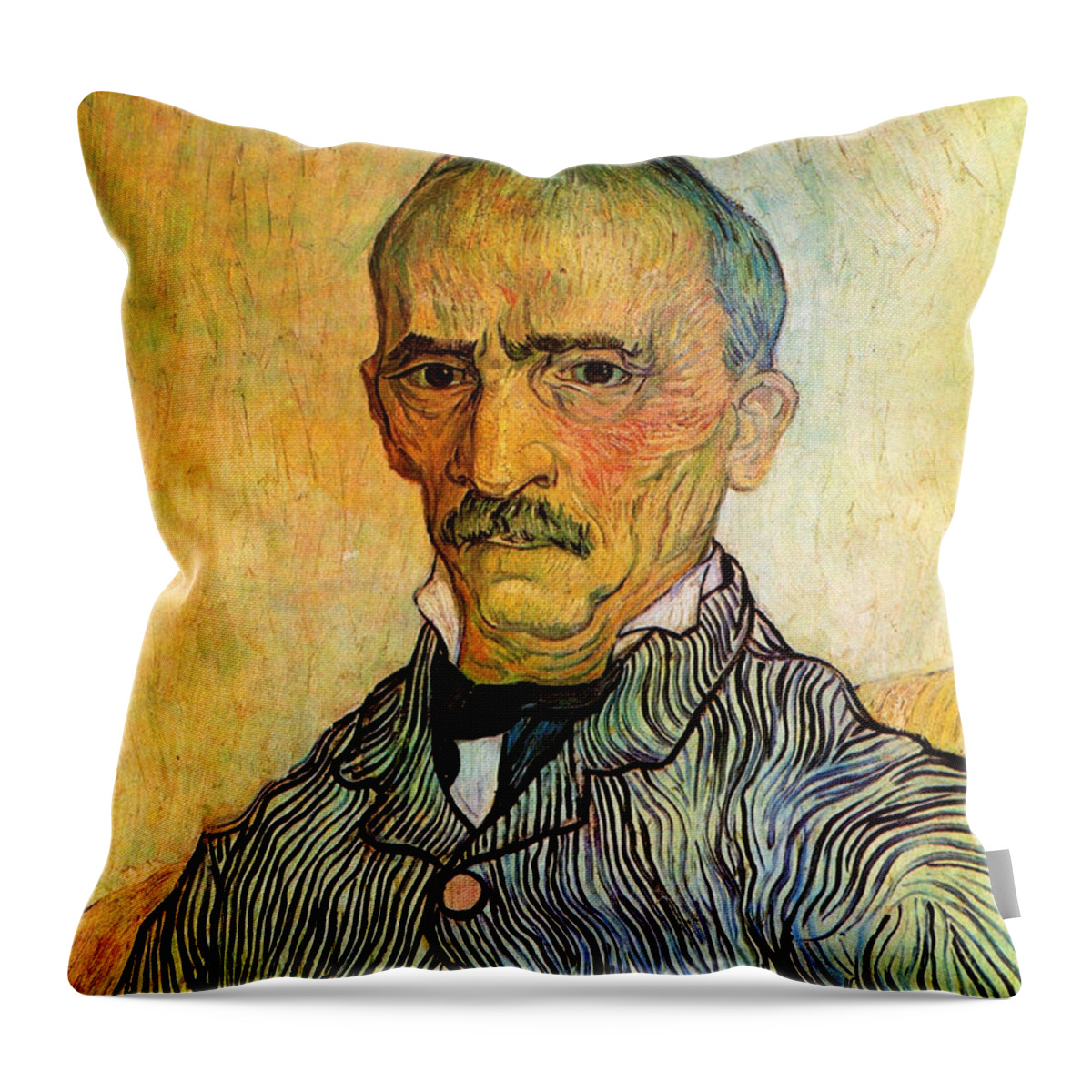 Holland Throw Pillow featuring the painting Portrait of Trabuc, an Attendant at Saint-Paul Hospital  Trabuc, an Attendant at Saint-Paul Hospital by 