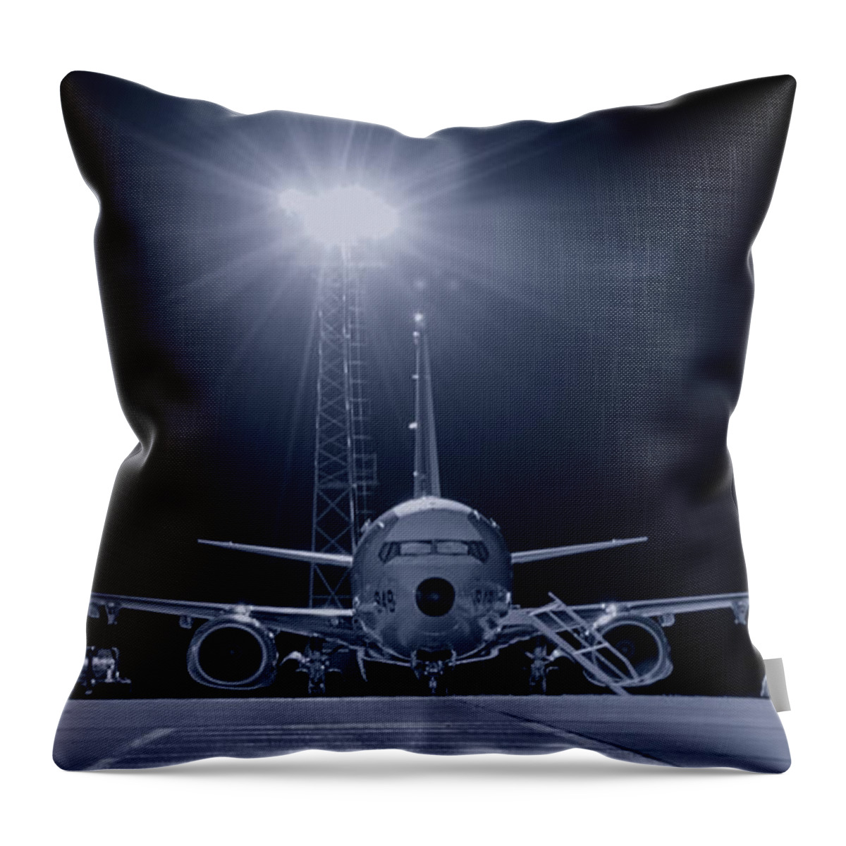 P-8 Poseidon Throw Pillow featuring the photograph Poseidon Waits by Airpower Art
