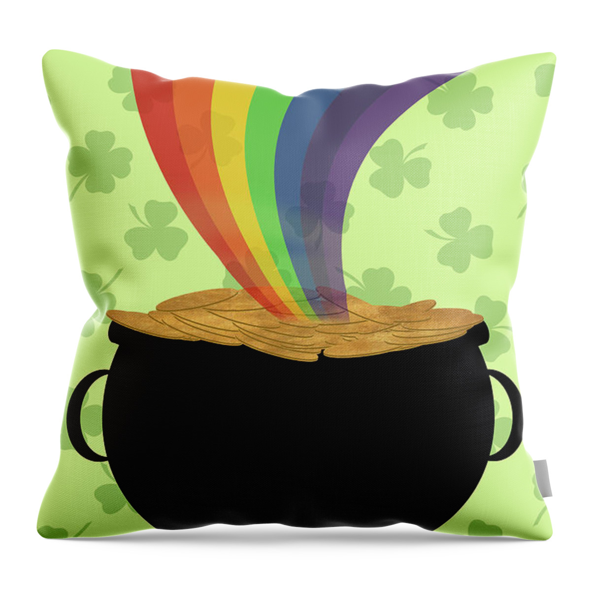 Pot Throw Pillow featuring the digital art Pot Of Gold I by Sd Graphics Studio