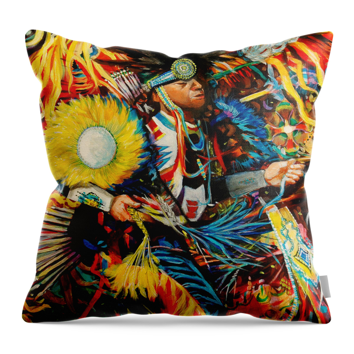 Pow Wow Throw Pillow featuring the painting Pow Wow Dancer by Cynthia Westbrook