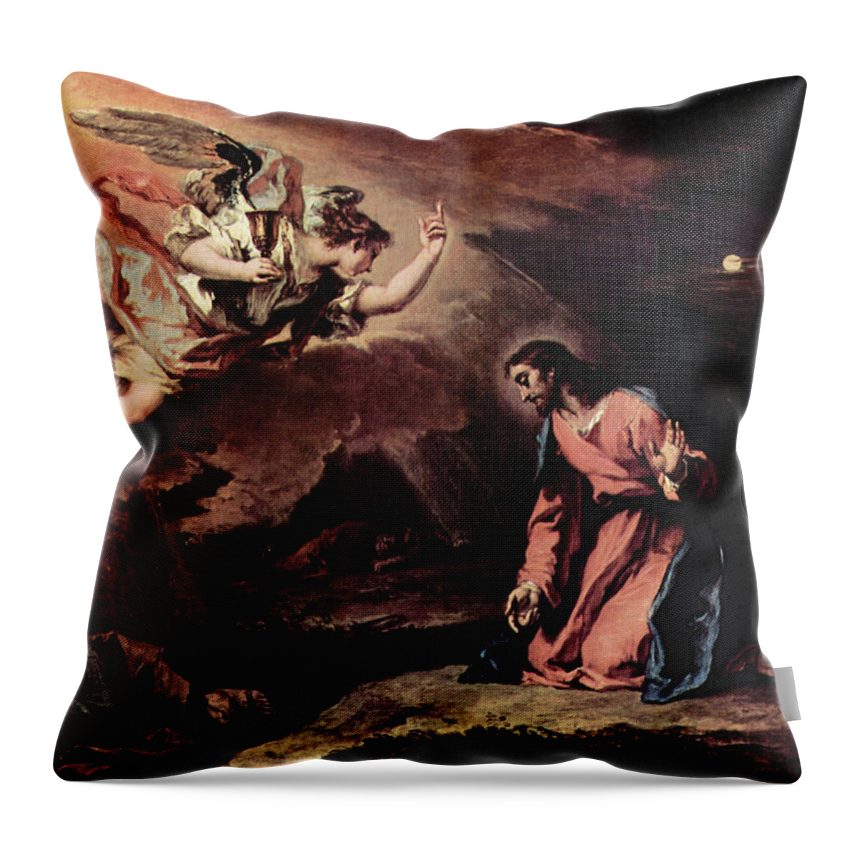 Sebastiano Ricci Throw Pillow featuring the painting Prayer of Christ on the Mount of Olives by Sebastiano Ricci